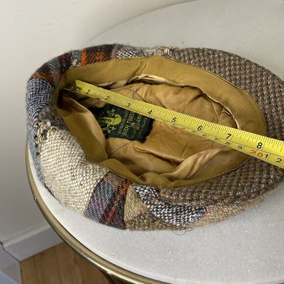 Vintage Irish Tweed Hat Patchwork Wool NewsBoy, Flat Cap, Driving Women Small